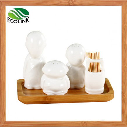 Three Monks Ceramic Salt & Pepper Shaker Set