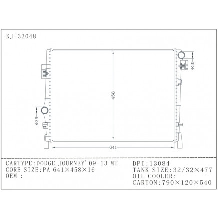 Top Brands Aluminum Car Radiators for Dodge Journey 09-13 Mt