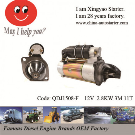 Tractor Starter Motor with Carbon Brushes in Stock (QDJ1508F)