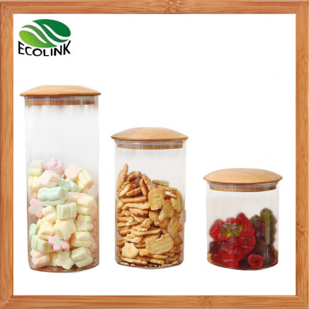 Transparent Glass Jars with Bamboo Lid