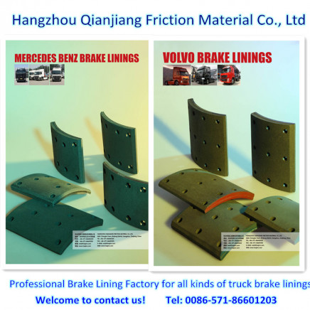 Truck Brake for Mercedes Benz, Volvo Brake Lining