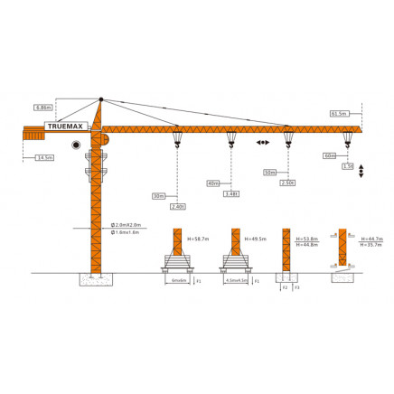 Truemax Tower Crane Hoist Crane (TC6016)