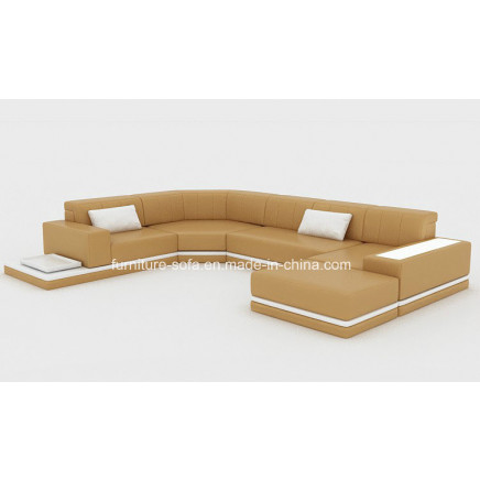 Villa Furniture Wood Frame Top Leather Sofa with Ottoman (SF167)