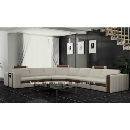 Villa House Modern Furniture White Top Leather Corner Sofa (SF160)