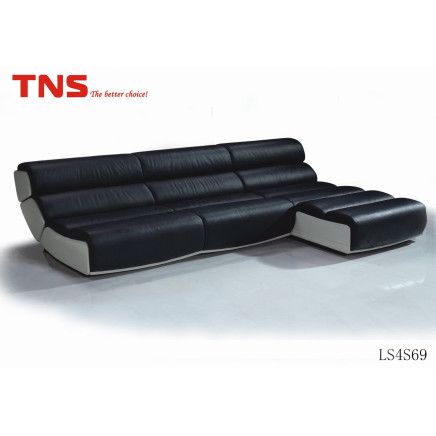White-Black Leather Sofa (LS4A69) with Modern Design