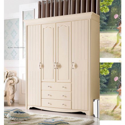 White High Quality Wooden Bedroom Wardrobe (JB-8219A)