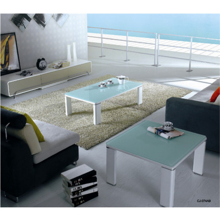 White Metal Coffee Table with Tempered Glass Top (CJ-074A)