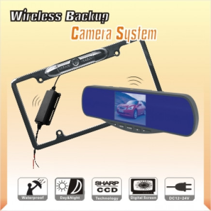 Wireless 3.5" License Plate Frame Rear View Camera System (DF-35231W)