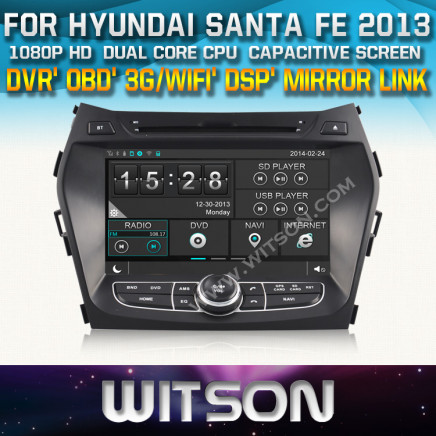 Witson Car DVD for Hyundai Santa Fe 2013 Car DVD GPS 1080P DSP Capactive Screen WiFi 3G Front DVR Camera