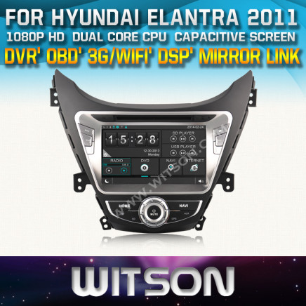 Witson for Hyundai Elantra 2011 Car DVD GPS 1080P DSP Capactive Screen WiFi 3G Front DVR Camera
