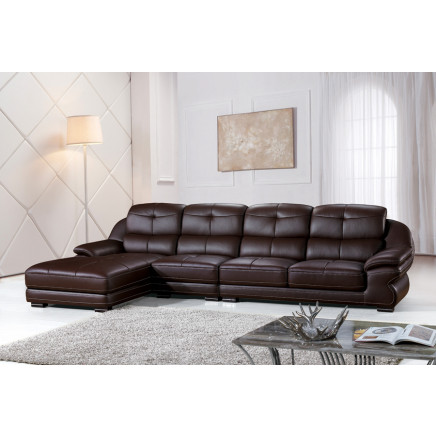 Wood Luxury Sofa Furniture Leather Living Room Corner Sofa (875)