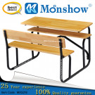 2 Person Primary and Middle School Hardwood Timber Desk Furniture