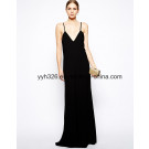 2014 New Hot Black Party Maxi Dress with Low Back