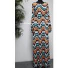 2014 Yyh Women Lady Long Sleeve Chervon Maxi Dress