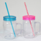 2015 Promotional BPA Free Plastic Mason Jars with Lid and Straw Dn-102
