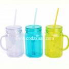 24 Ounce Customized Plastic Mason Jar with Straw Dn-102