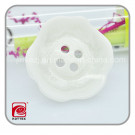 4 Holes Big Flower White Horn/ Pattern Resin Coat Button