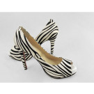 5 Inch High Heel Peep Toe Women Sandals Zebra Printed Sandals (Hcy02-149)