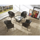 All Weather PE Round Table and Chair Set Rattan Dining Set Wicker Outdoor Furniture