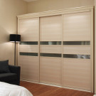 Bedroom 3 Sliding Door Glass Waist Wardrobe (YG11212)
