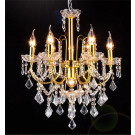 Classic Hotel Lighting 6 Lights Bright Gold Crystal Candle Chandelier