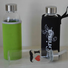 Clear Drinking Glass Water Bottle with Sleeve, Water Bottle with a Coat