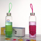 Colorful Silicone Lemon Fruit Infusion Glass Water Bottle