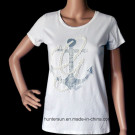 Custom Slim Anchor Printed and Embroidery for Women T-Shirt (HT7002)