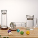 Double Wall Tea Glass Water Bottle with Infuser