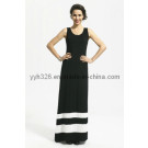 Fashion Elegant Trim Stripes Maxi Dress (YYH-CCD-357)