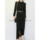 Fashion Wholesale Casual Black Maxi Split Hem Dress (YYH-CCD195)