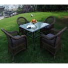 Hotel PE Rattan Dining Chair and Table with Cushions