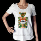 Ladies Fashion Perfume Bottle Printed and Embroidered T Shirt (HT5803)