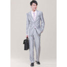Mens Top-Quality Silver-Colored Formal Fashion Wrinkle-Free 2button Business Suits