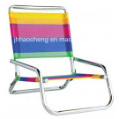 Outdoor Chair Leisure Chair Lowback Aluminium Folding Beach Chair with Stripe Fabric