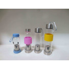 Outdoor Sport Pyrex Glass Water Bottle with Silicone Sleeve Unbreakable