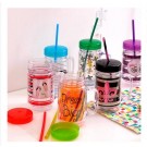 Promotional New Product 16oz Plastic Mason Jar with Straw