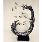 Silvery Sea Wave Gold Fish Resin Sculpture for Table Decoration
