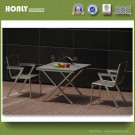 Stainless Steel Outdoor Furniture Table Chairs Plastic Wood Table Set