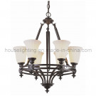 Steel Ancient Chandelier Lamp with Glass Shade (CH-850-5005X6)