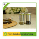 Two Piece Set Stainless Steel and Glass Salt and Pepper Spice Jar Cruet Set Y95148