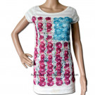 Women Fashion Rose Soft Printed T Shirt (HT7061)