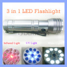 15 LED Infrared Laser Torch 3 in 1 Flashlight for Geocaching Stains