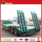 2 Axles 30 Tons Green Low Bed Semi Trailer with Hydraulic Ladders