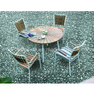 2-Years of Warranty Outdoor Patio Garden Table Set Aluminum Teak Wood Chairs