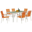 2-Years of Warranty Outdoor Sling Glass Dining Table and Chair