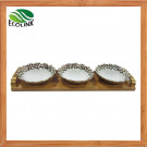3 PCS Ceramic Dish Set with Bamboo Stand