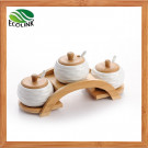 3 Pieces Spice Jar Set with Bridge Shape Bamboo Stand