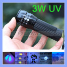 3W Extendable Ultra Violet Invisible Black Light 365nm UV Flashlight with 3 Lighting Modes