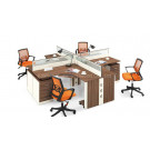 4 Person Melamine Staff Desk/Particle Office Table/Office Workstation (HF-CB004)